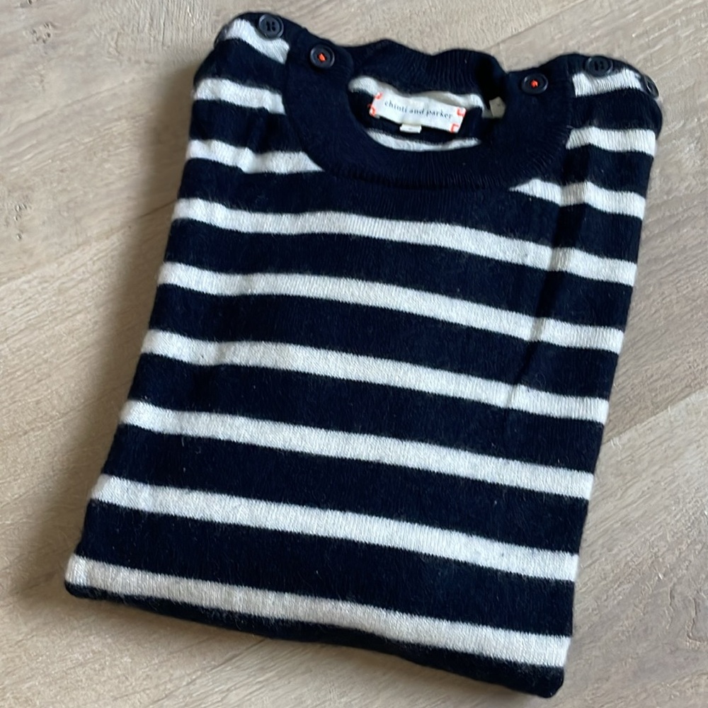 Chinti & Parker Navy and Cream 100% Cashmere Sweater. Size S. - Picture 6 of 6